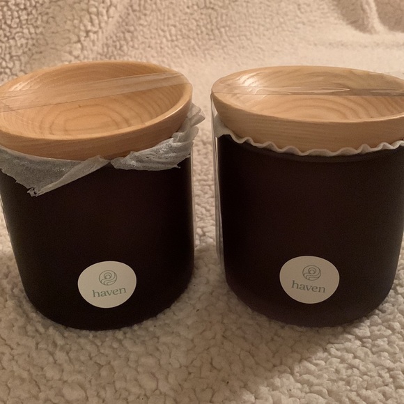 Haven Other - BWT Haven Eulo Glass Grey Jars w/Ashwood Lids.Made for BedBath & Beyond set of 2